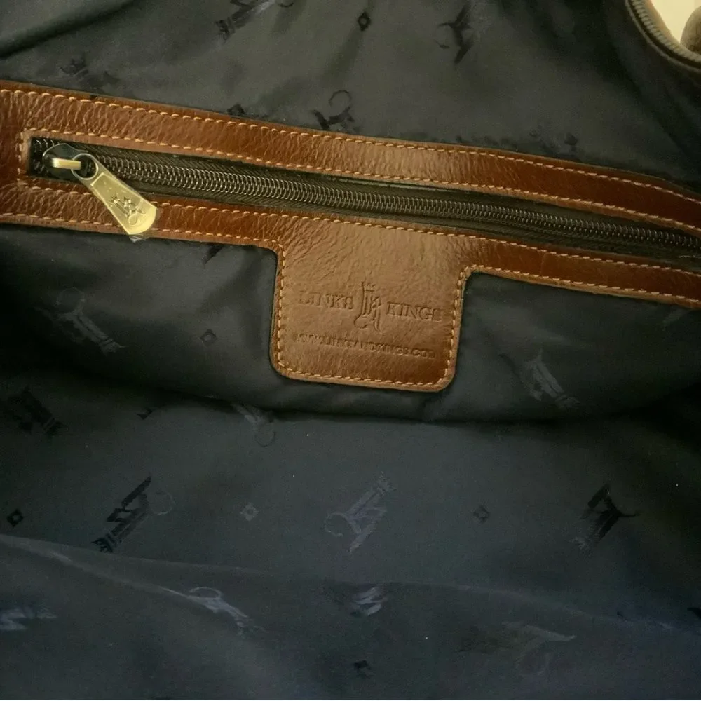 New Links and Kings Brown Leather Duffle Bag Weekender.